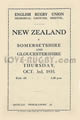 Gloucestershire and Somerset v New Zealand 1935 rugby  Programme